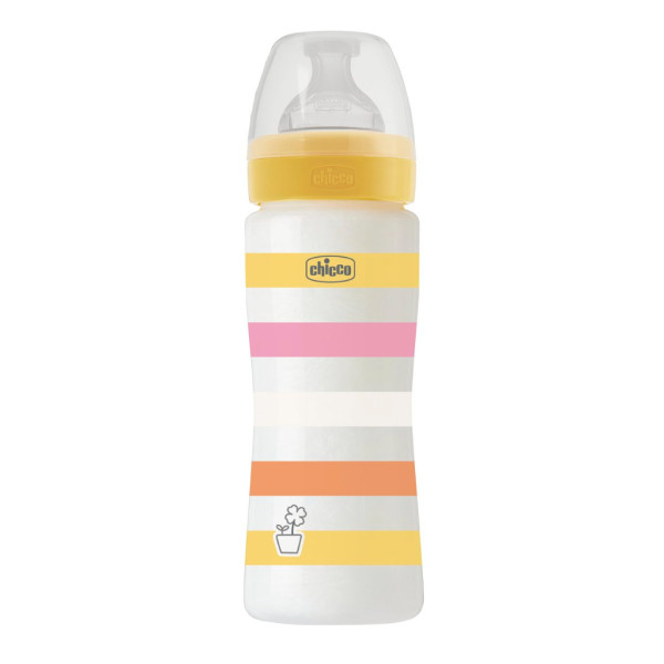 Biberão Chicco Well-Being Plástico Amarelo 330ml Fluxo Rápido