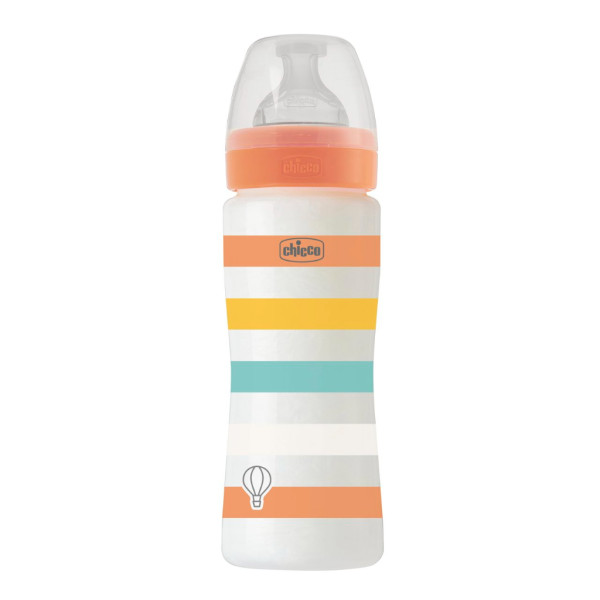 Biberão Chicco Well-Being Plástico Laranja 330ml Fluxo Rápido