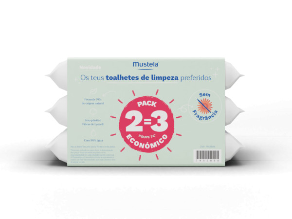 Mustela Toalhetes Limpeza S/Perf 2=3