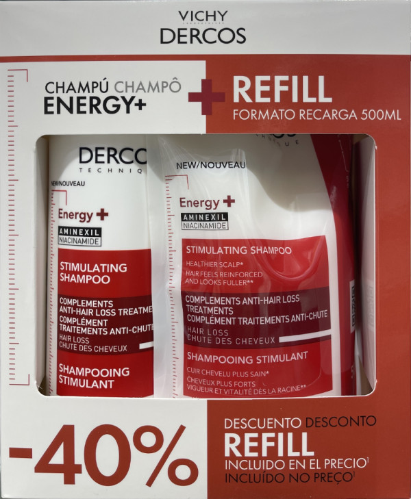 Dercos Estimulante Champô 400ml +Refill 500ml -40%
