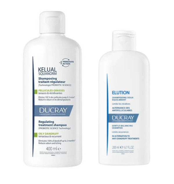 Ducray Kelual-Squanorm Champô caspa oleosa 400ml + Oferta Elution champô 200ml