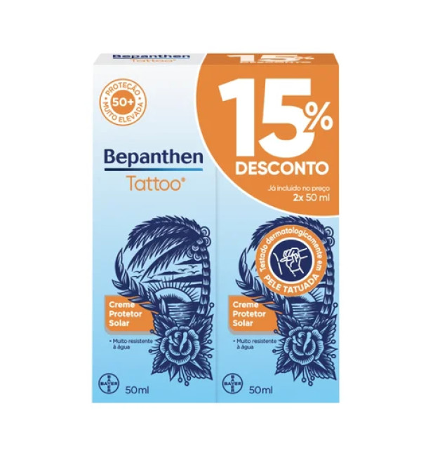 Bepanthen Tattoo Creme Protetor Solar 50Ml X 2 -15%