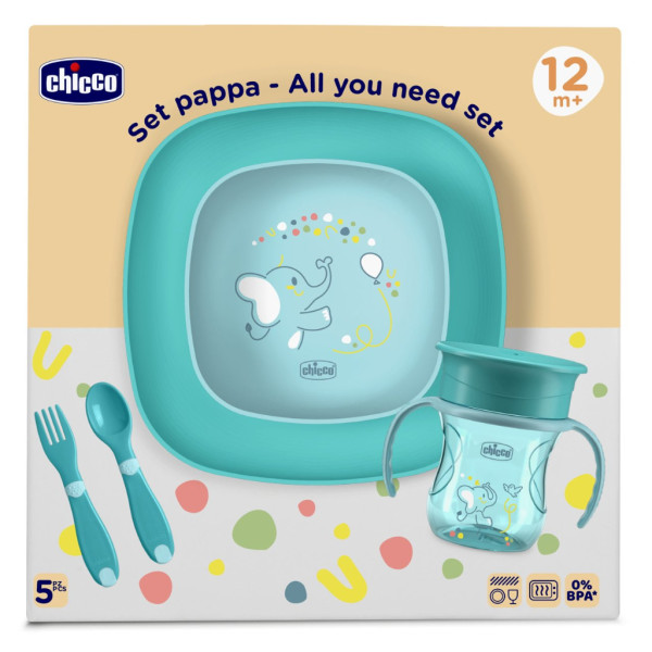 Chicco Conjunto alimentação Papa Azul 12M+