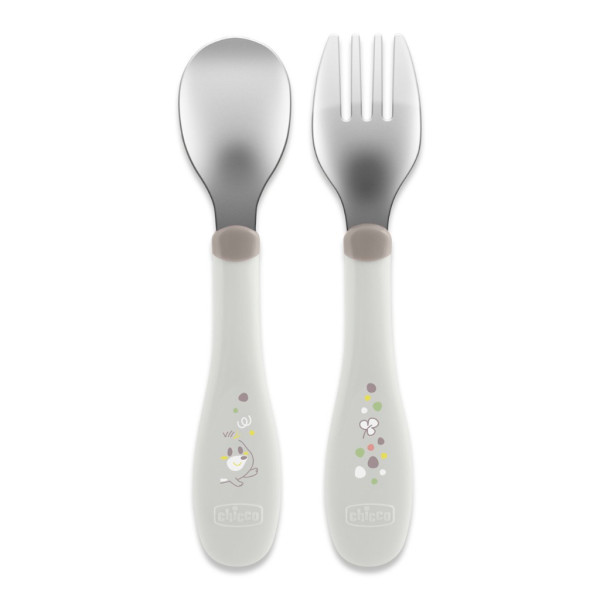 Chicco Talheres Inox Cinza 18M+