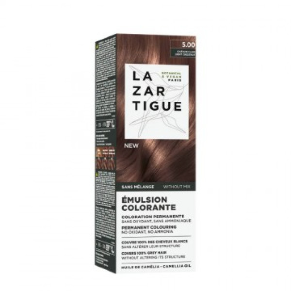 Lazartigue Émulsion Colorante Coloração Permanente sem Mistura 5.00 Castanho Claro 60ml