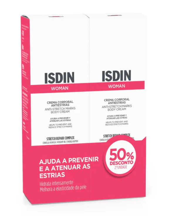 Desconto 50% - Woman Isdin Duo Creme Corpo Estrias 2 x 250 ml