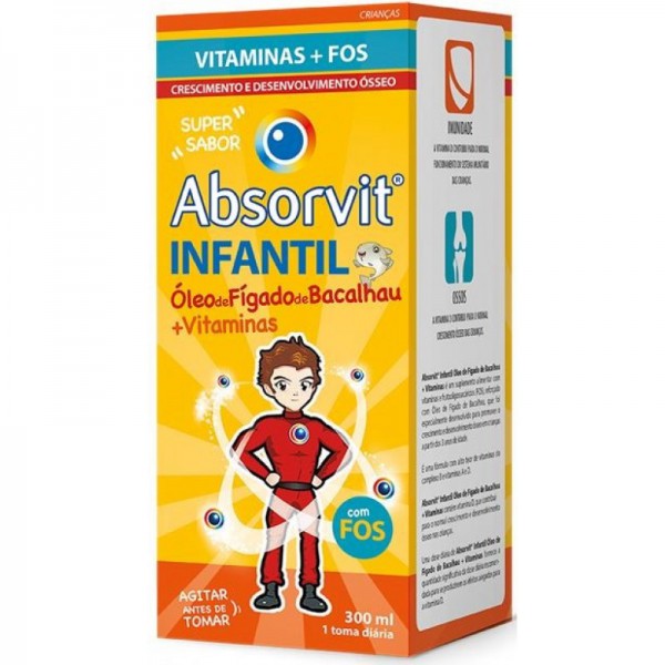 Supl. Alimentar Absorvit Infantil Vitaminas Óleo Fígado de Bacalhau 300ml