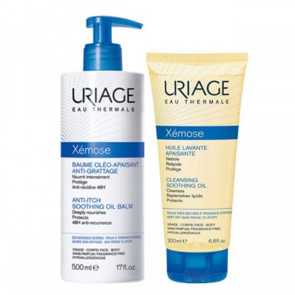 Uriage Xémose Bálsamo óleo limpeza apaziguador 500 ml com Oferta de Óleo lavante apaziguante 200 ml