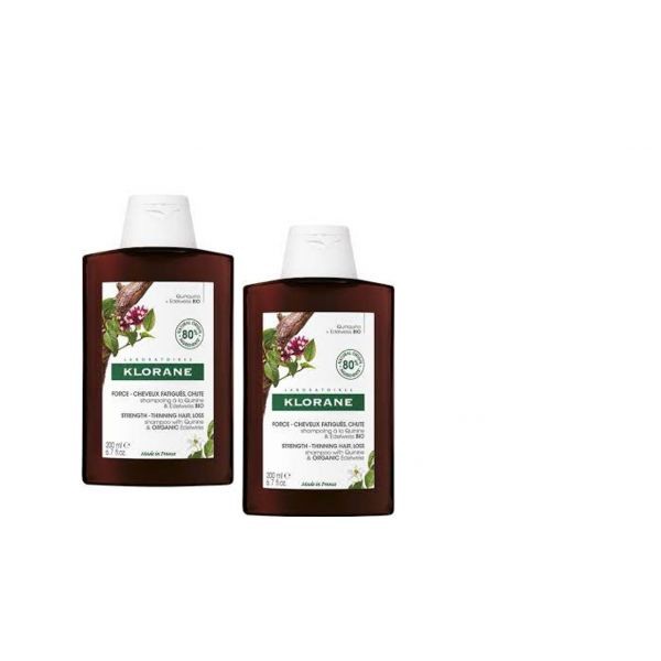 Klorane Quinina e Edelvaisse Bio Duo Champô antiqueda cabelo desvitalizado 2 x 400 ml com Desconto de 50% na 2ª Embalagem
