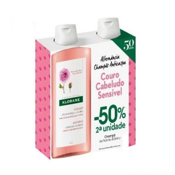 Klorane Duo Champô Suave Couro Cabeludo Irritado 2 x 400 ml com Desconto de 50% na 2ª Embalagem