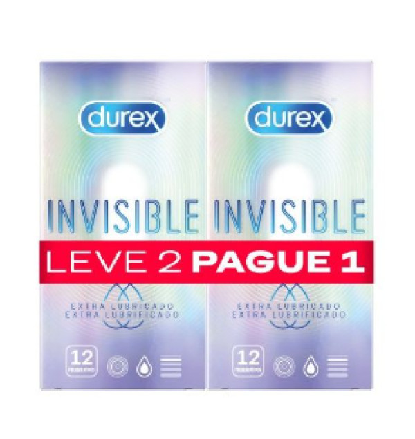 Durex Invisible Extra Lubrificante Preservativos x12