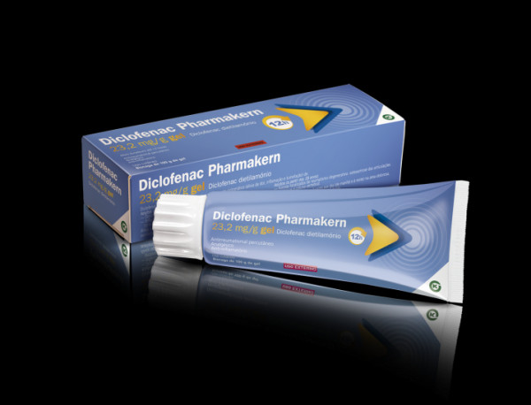 Diclofenac Pharmakern, 23,2 mg/g-100 g x 1 gel bisnaga