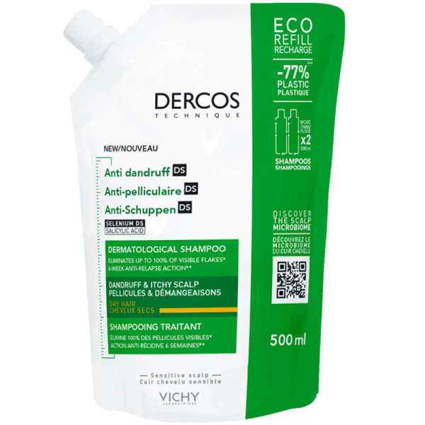 Dercos Anticaspa Champo Caspa Seca Refill 500Ml