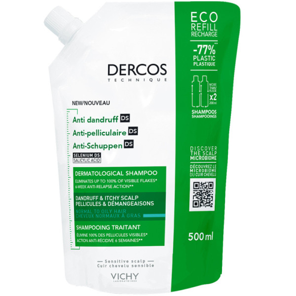 Dercos Anticaspa Champo Caspa Oleosa Refill 500Ml