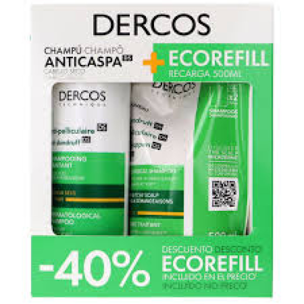 Dercos Champô Caspa Oleosa Refill 400 + 500 -40% 2ªunidade